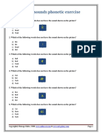 Vowel Sounds Phonetic Exercise Quiz PDF