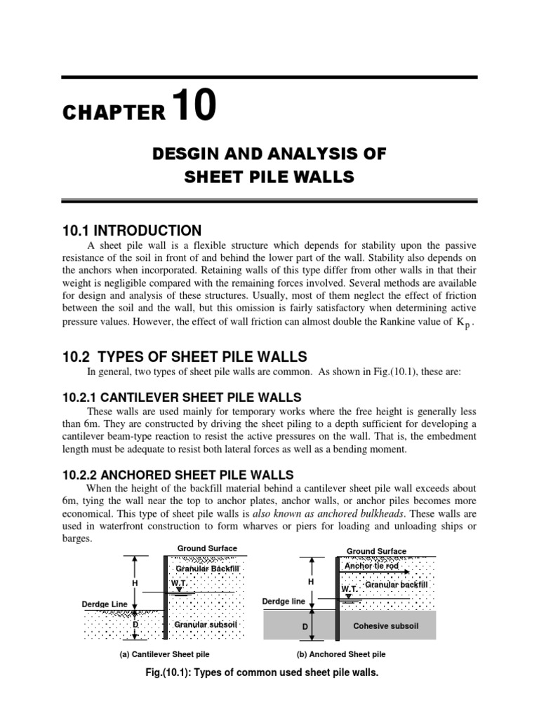 Design and Analysis of Sheet Pile Walls | PDF | Deep Foundation | Civil ...