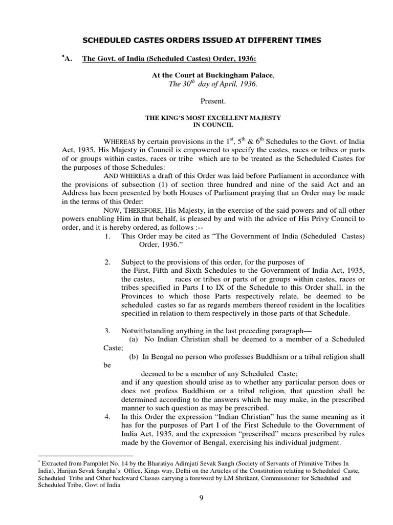 Scheduled Castes and Tribes Lists in India | PDF | Constitutional ...