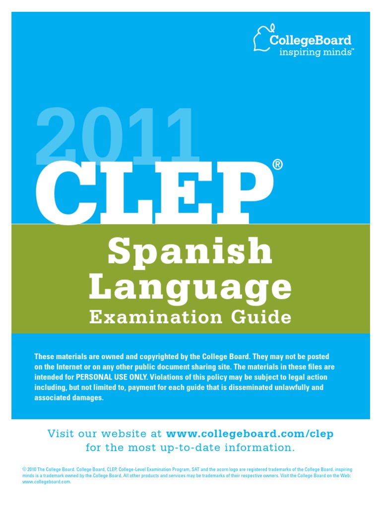 2011 CLEP Spanish Language Examination Guide | College Level ...