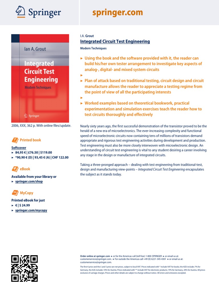 Integrated Circuit Test Engineering Printed Book PDF Integrated