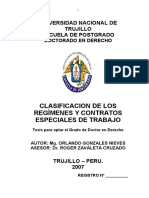 Clasificacion de Los Regímenes y Contratos Especiales de Trabajo PDF