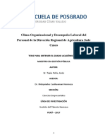 TESIS DE Clima Organizacional y Desempeño Laboral Del Personal de La Dirección Regional de Agricultura Sede Cusco