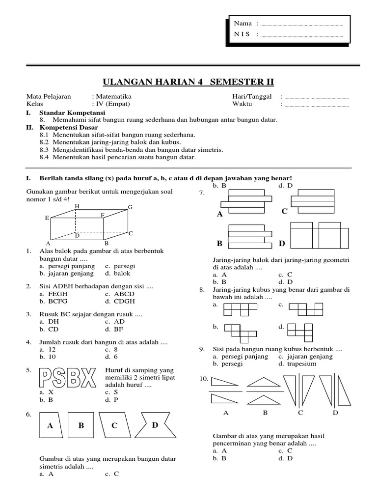  SOAL  MATEMATIKA  KELAS  IV SD  BAGIAN 4 docx