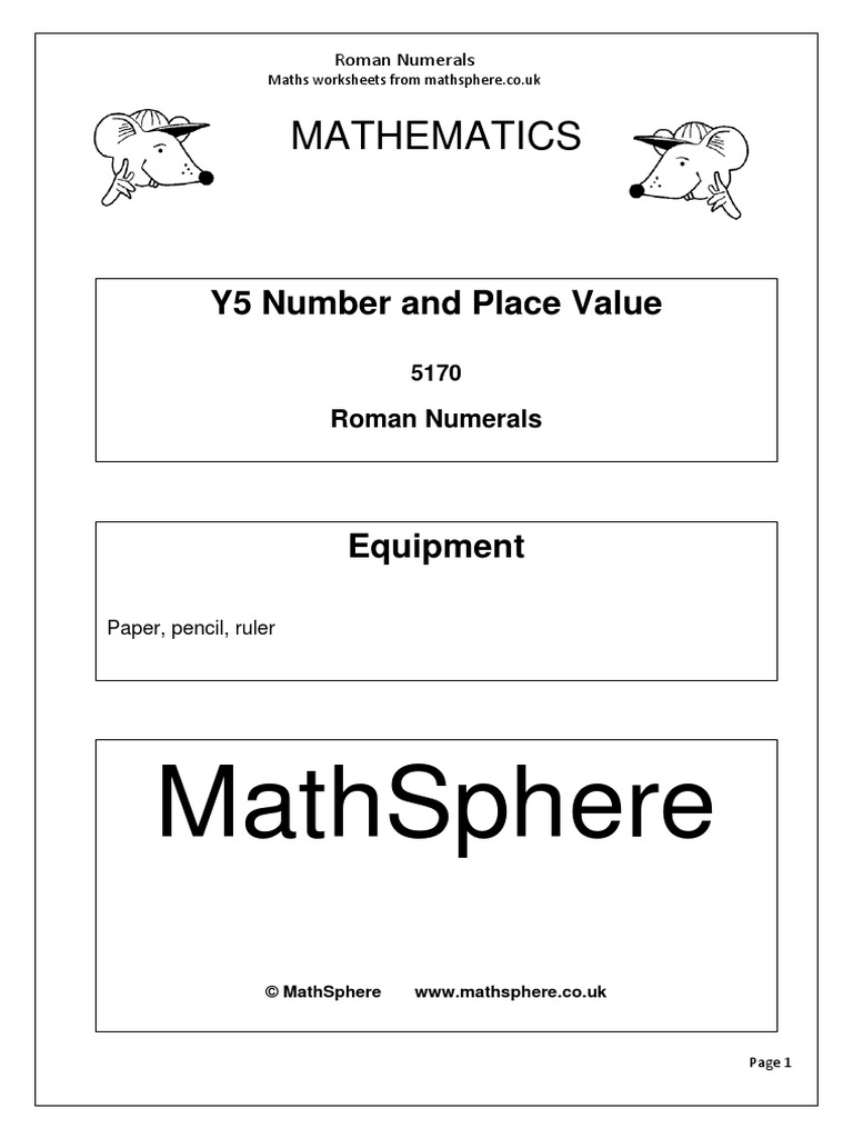 Year 5 2 Roman Numerals Mathematics Science