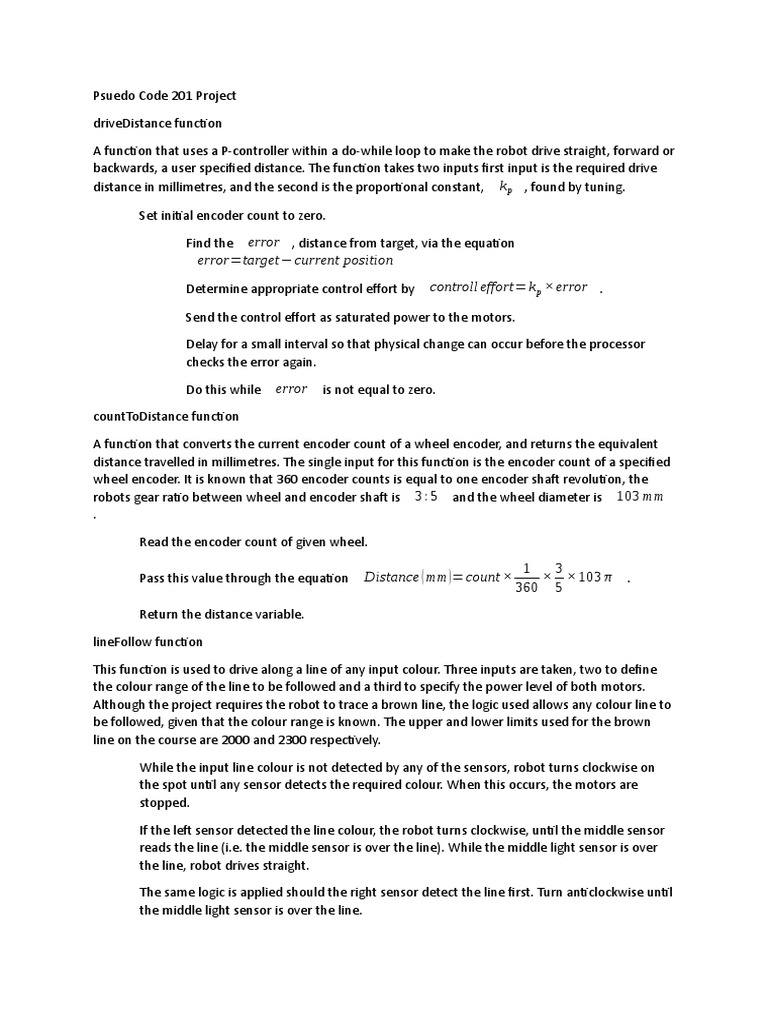 Pseudocode for Robot Control Functions | PDF | Angle | Function ...