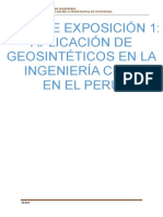 Tema de Exposición 1: Aplicación de Geosintéticos en La Ingeniería Civil en El Perú