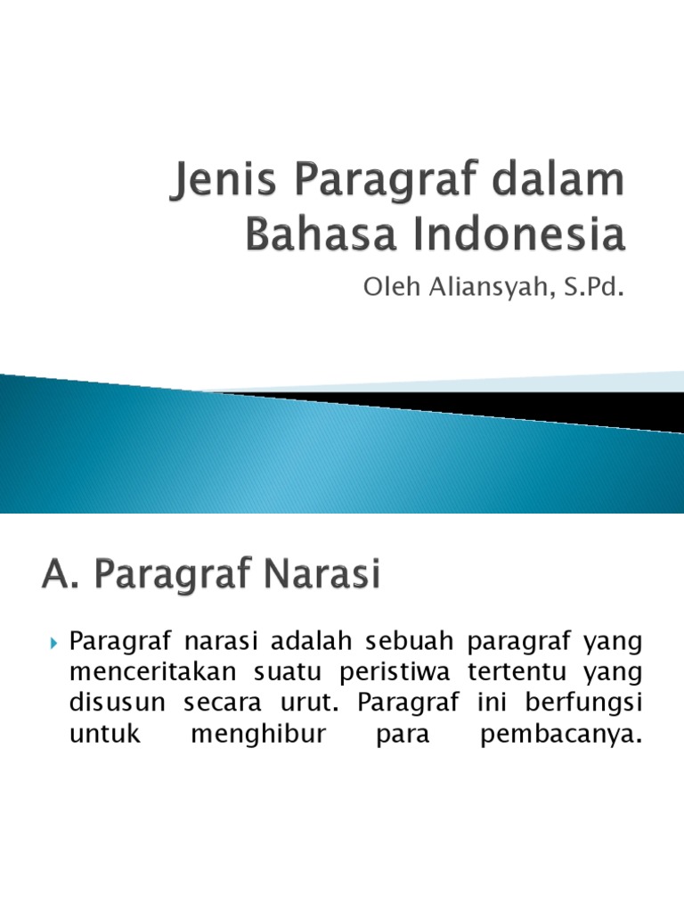 Jenis Jenis Paragraf Dalam Bahasa Indonesia