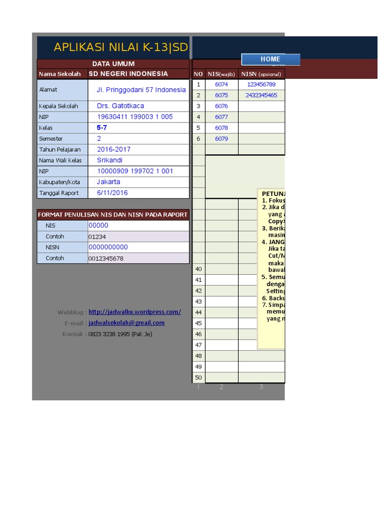 aplikasiraportk13sdpermendikbud23th2016