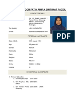 Resume of Noor Fatin Amira Binti Mat Fadzil