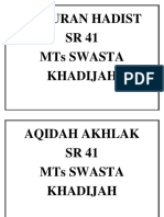 Alquran Hadist SR 41 Mts Swasta Khadijah