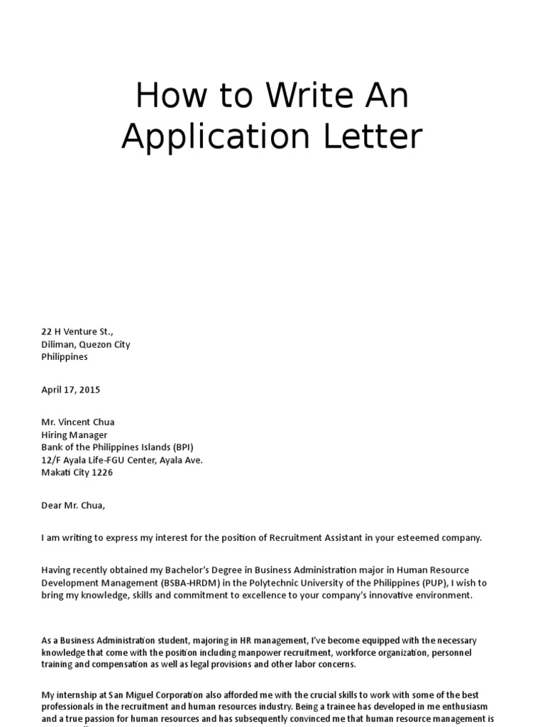 How To Write An Application Letter | PDF