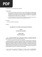 Decreto n 62 Reglamento de La Ley General de Asociaciones Cooperativas