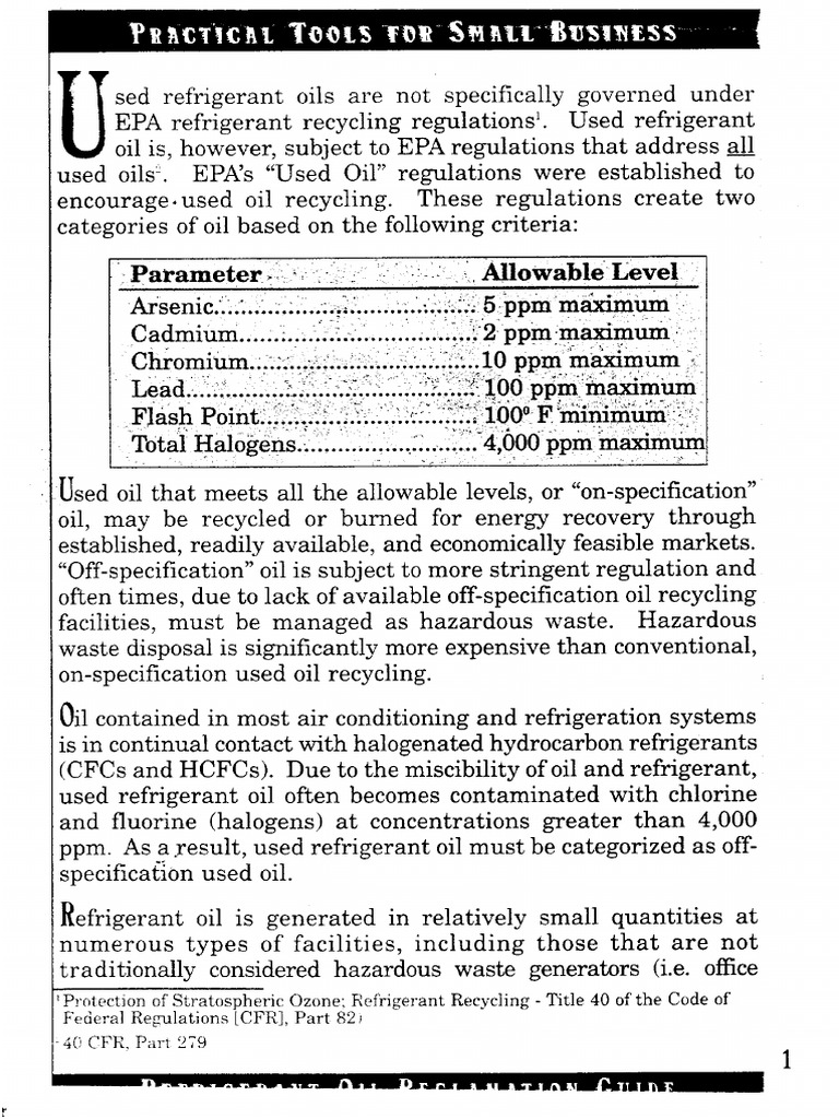 EPA EPA EPA's To Title 40 Code (CFR) PDF Chlorofluorocarbon Hazardous Waste