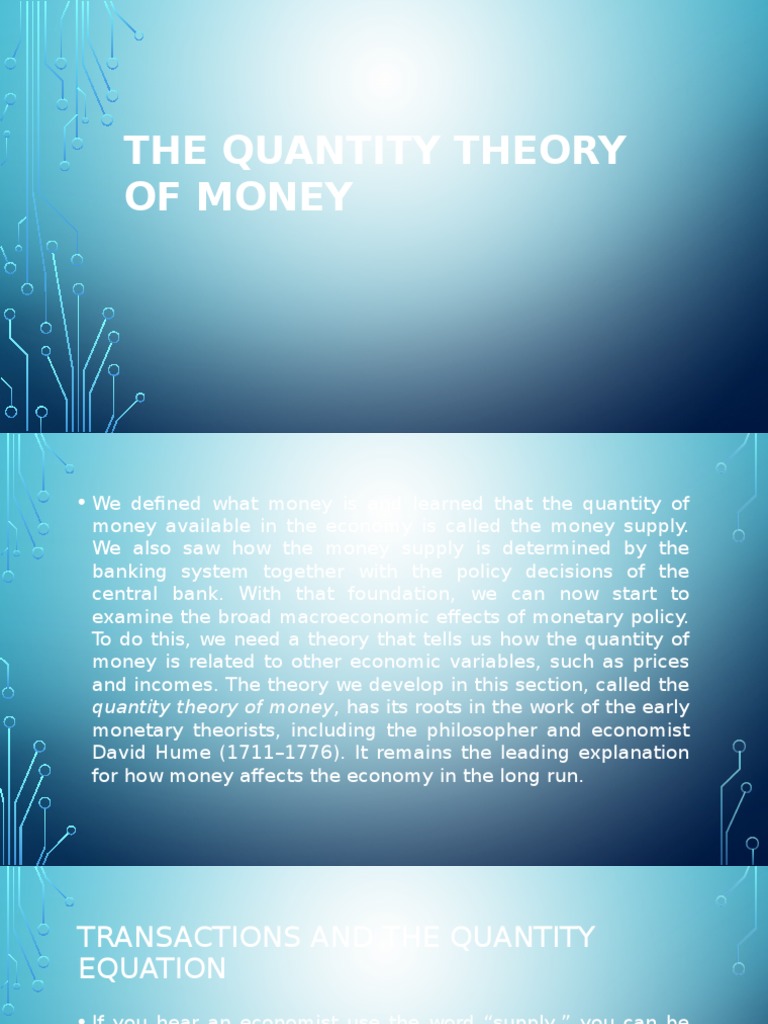The Quantity Theory of Money | Download Free PDF | Quantity Theory Of ...
