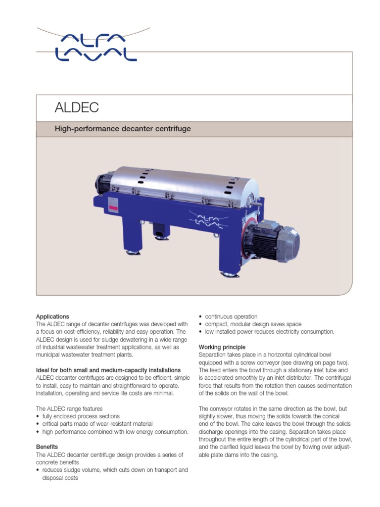 Aldec - Decanter Centrifuge PDF | PDF | Manufactured Goods | Mechanical ...