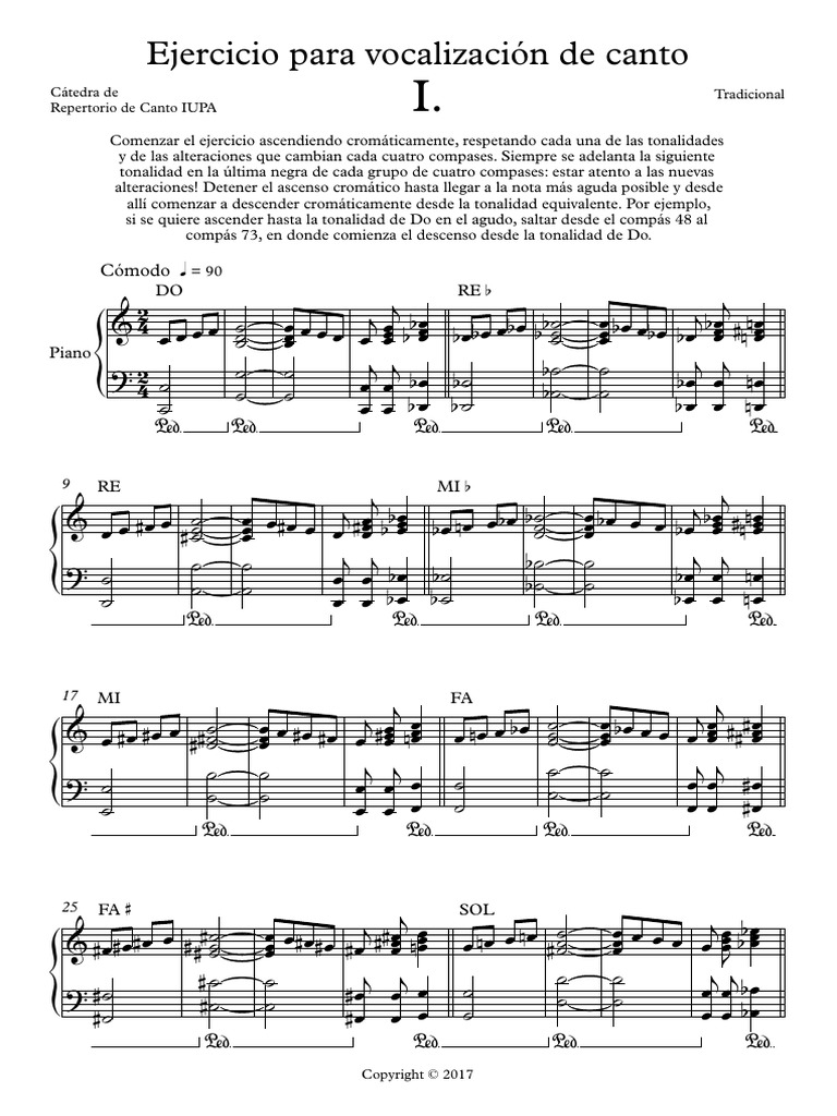 Ejercicio para Vocalización de Canto 1 | PDF