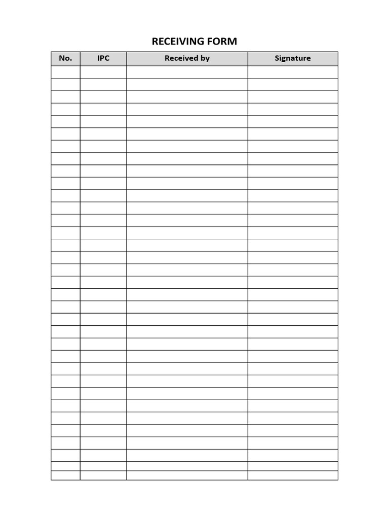 Receiving Form: No. IPC Received by Signature | PDF