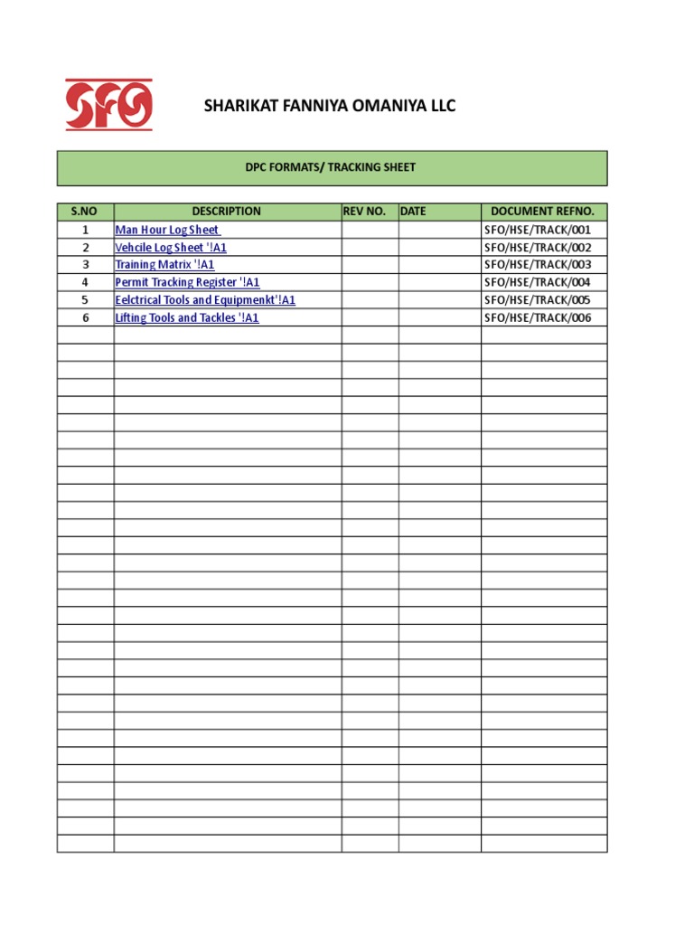 Site Inspection Tracking Sheet PDF Manufactured Goods Science
