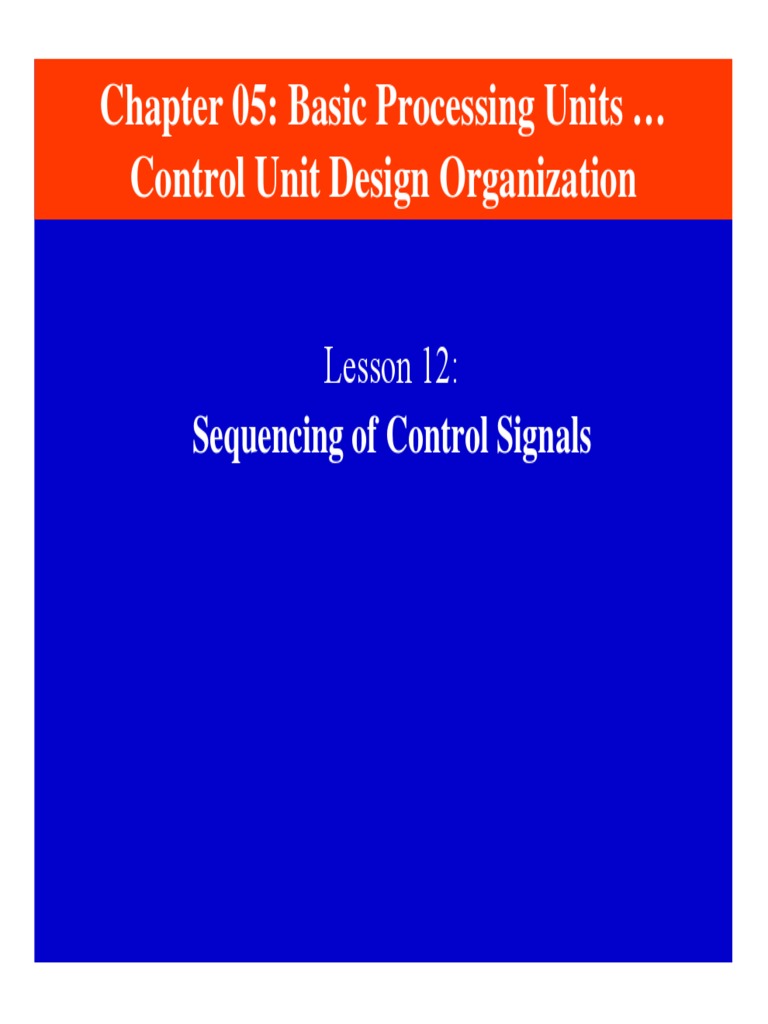 Sequencing Control Signals in Computer Organization PDF Central