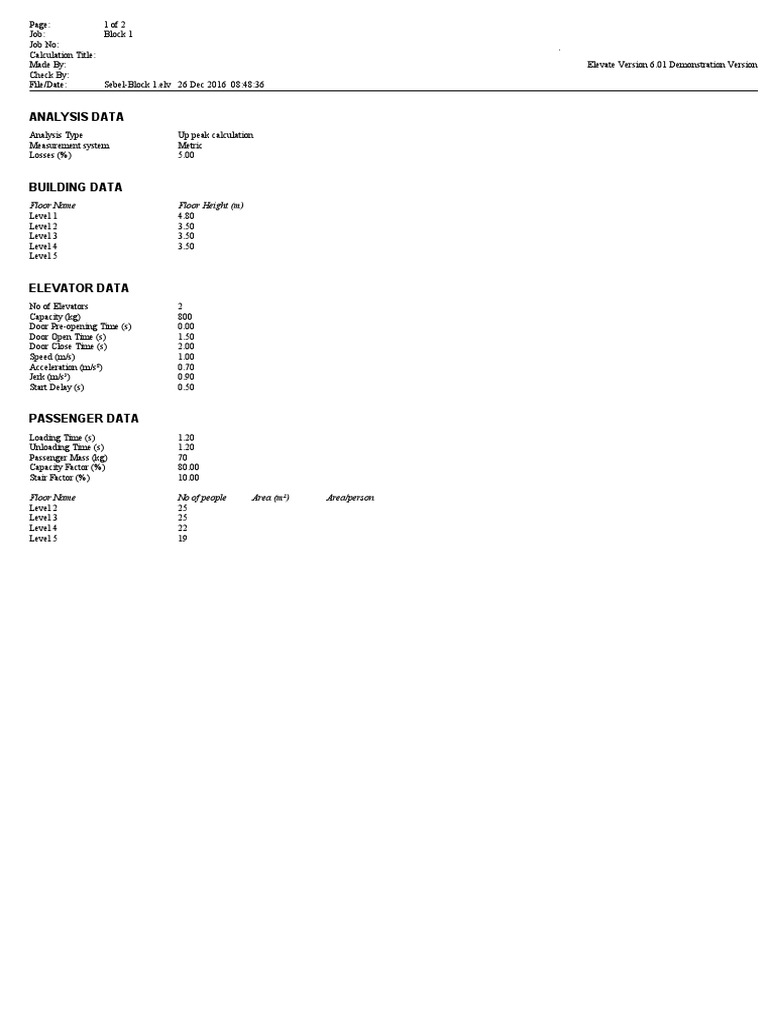 Analysis data floor name floor height m pdf elevator kilogram