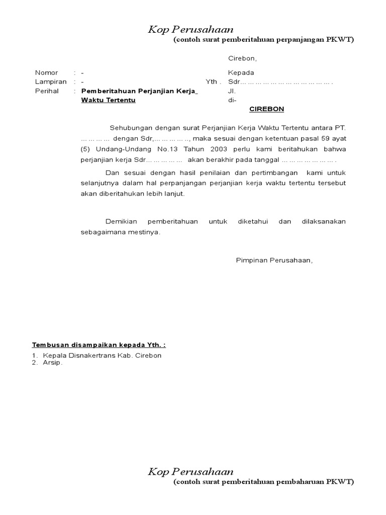 Contoh Surat Addendum Perpanjangan Waktu Kerja