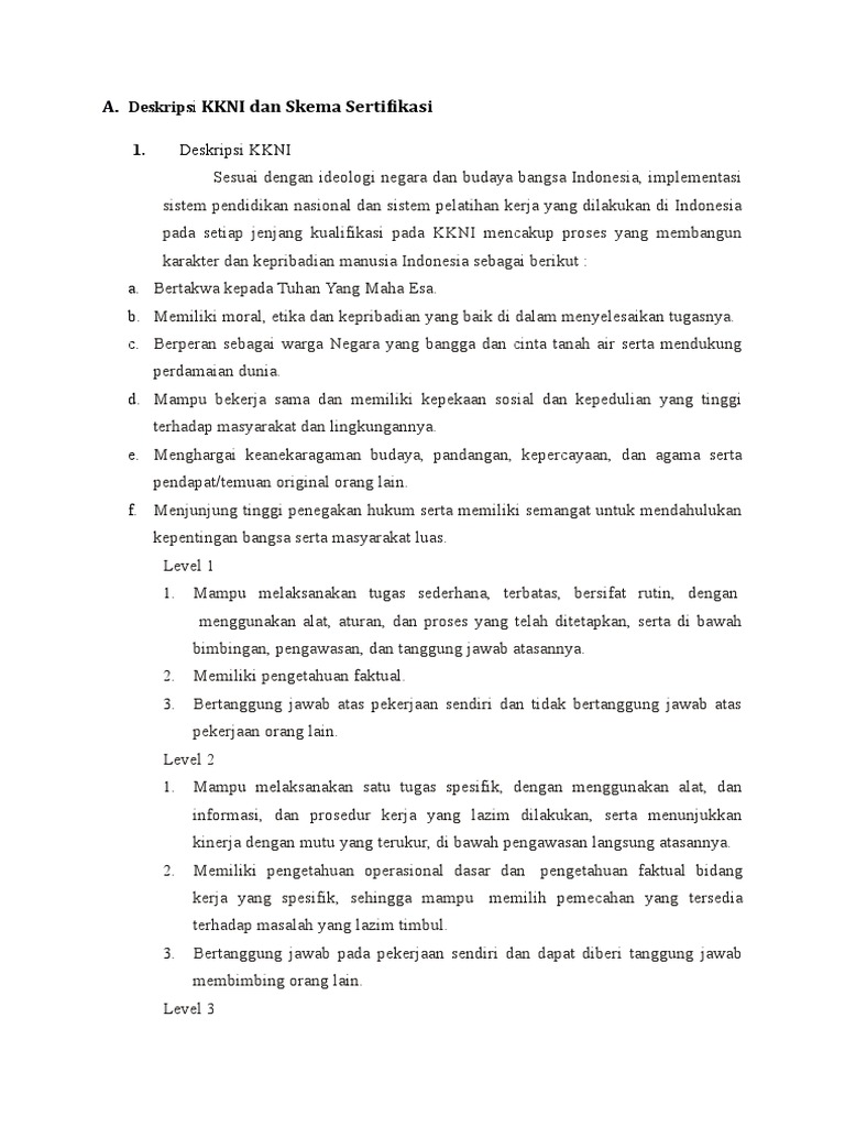 Deskripsi KKNI Dan Skema Sertifikasi