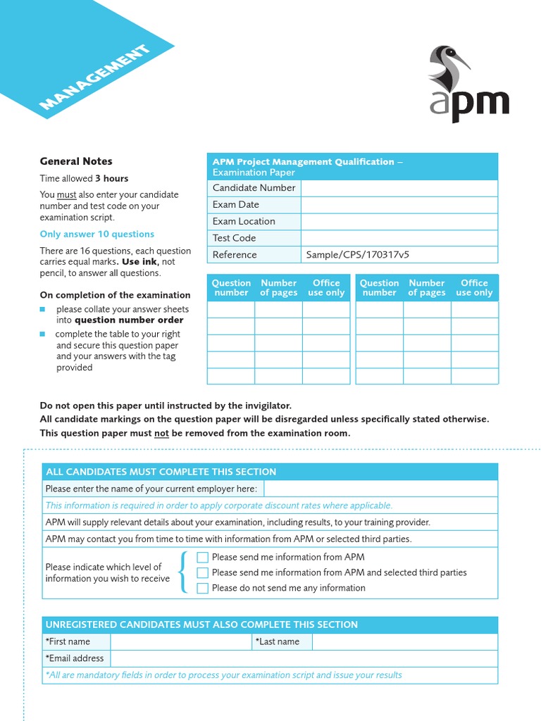 APM PMQ Examination Paper Guidelines | PDF | Test (Assessment ...