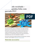 Tartaruguinha de garrafa PET - brinquedo reciclado