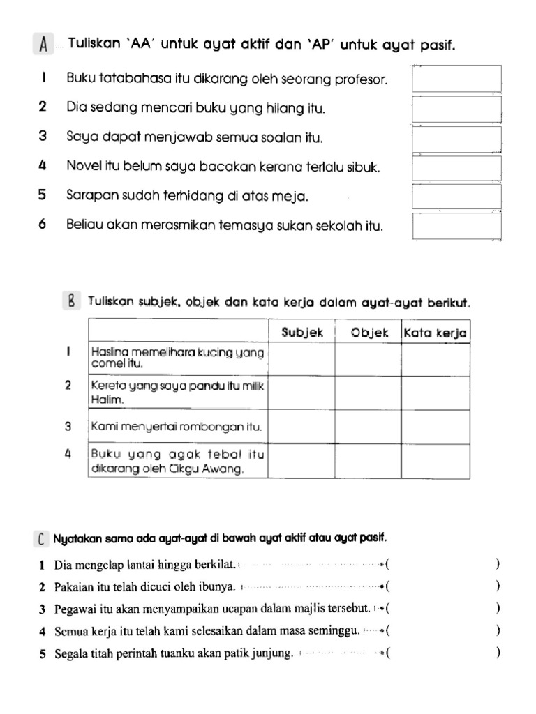 Ayat Pasif Ayat Aktif Pdf