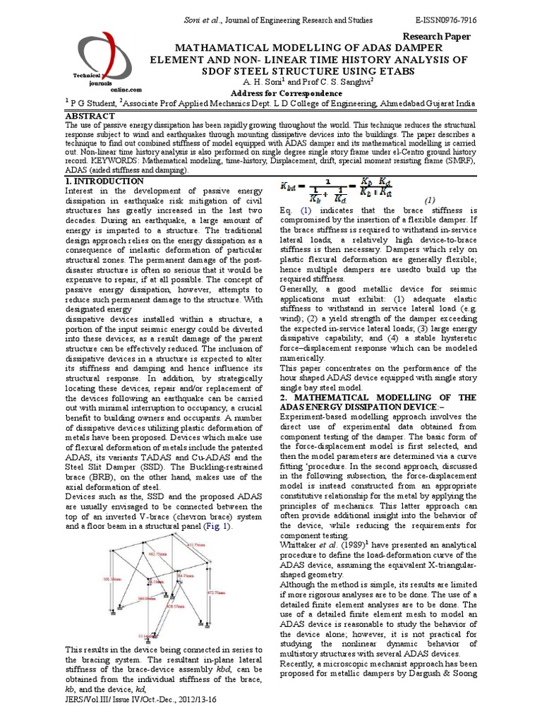 ADAS Damper Modeling and Analysis | PDF | Deformation (Engineering ...