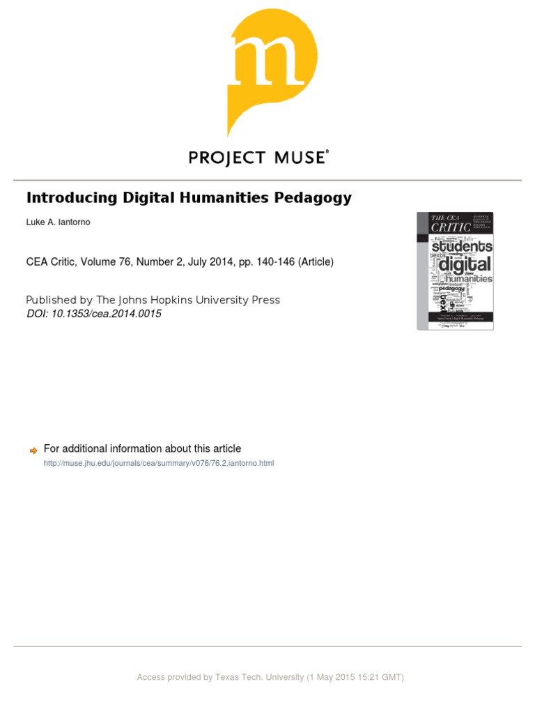 Introducing Digital Humanities Pedagogy PDF Communication Further