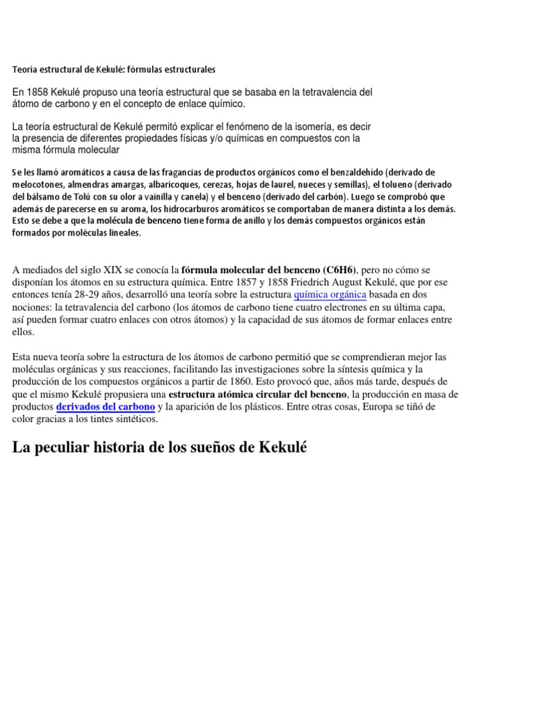 Teora Estructural De Kekul