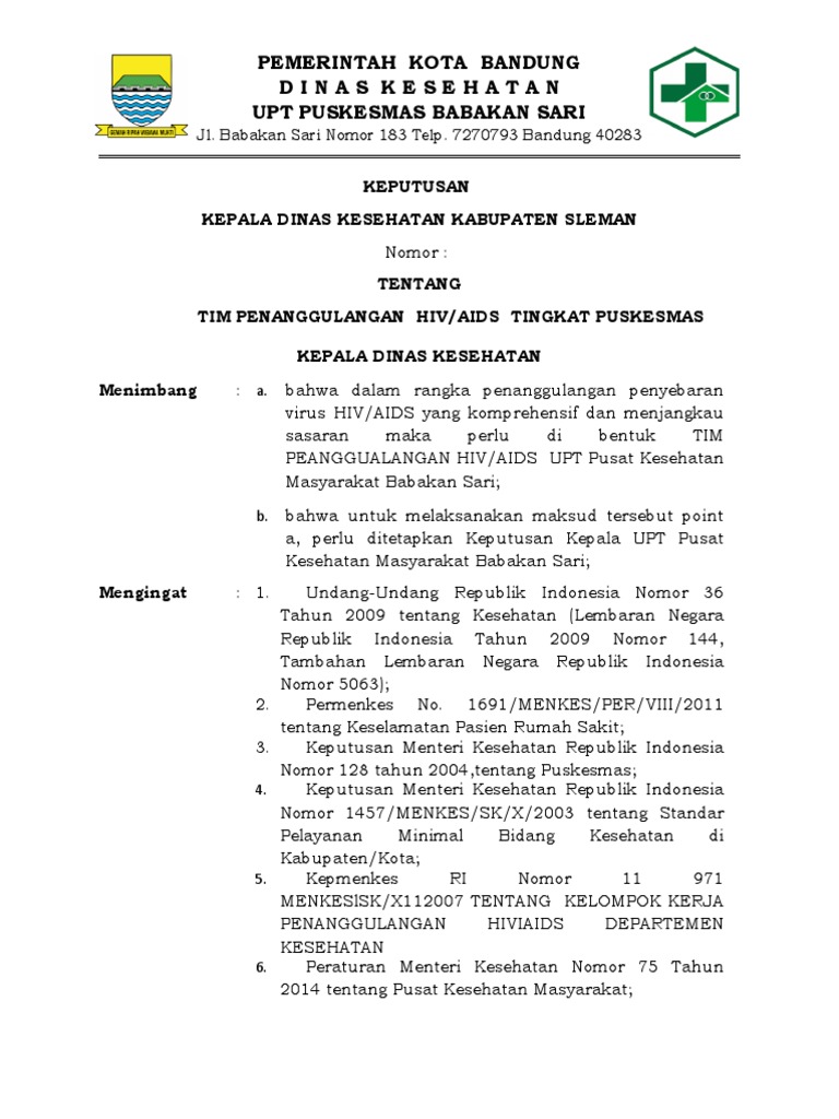 SK Tim Penanggulangan Hiv Aids Dan Uraian Tugas | PDF