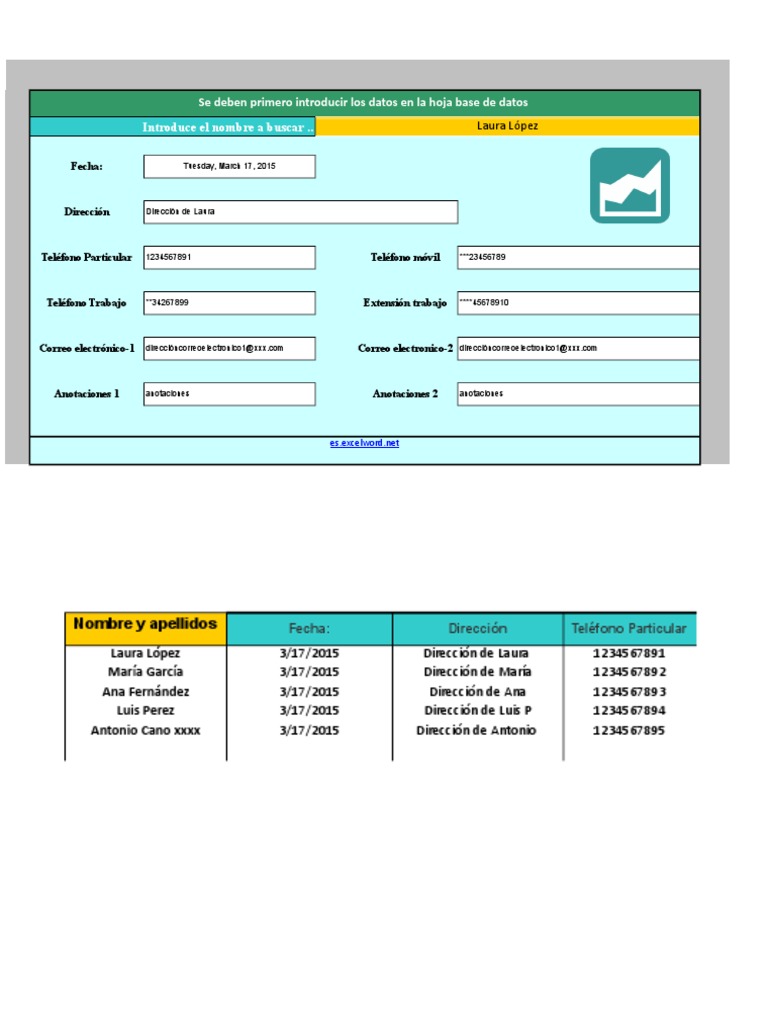 Comenzar resumen Sensación Plantilla de Agenda Telefonica para Excel | PDF