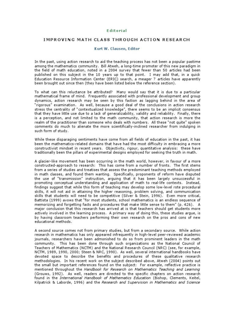 action research on mathematics pdf