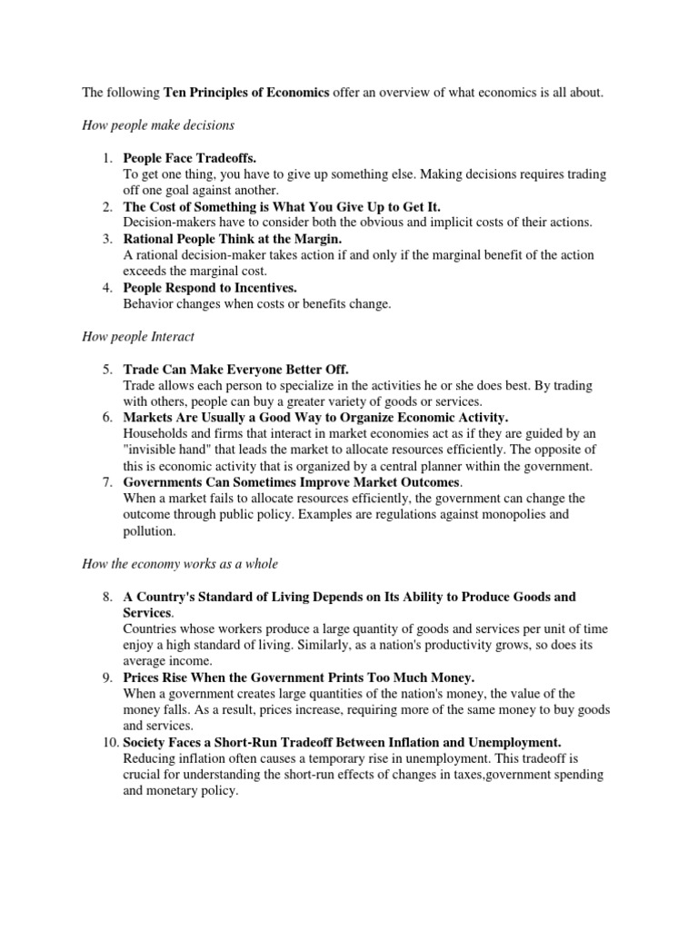 Ten Principles of Economics | PDF | Business