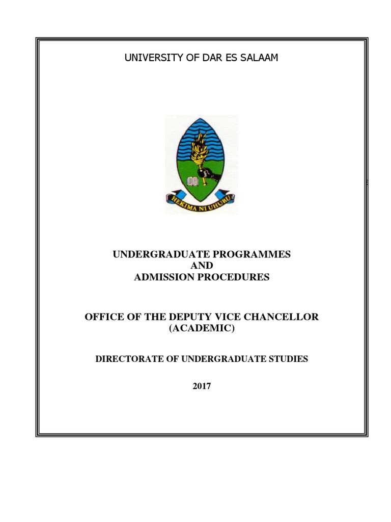 UDSM Admission Handbook 2017/2018 Diploma University And College Admission
