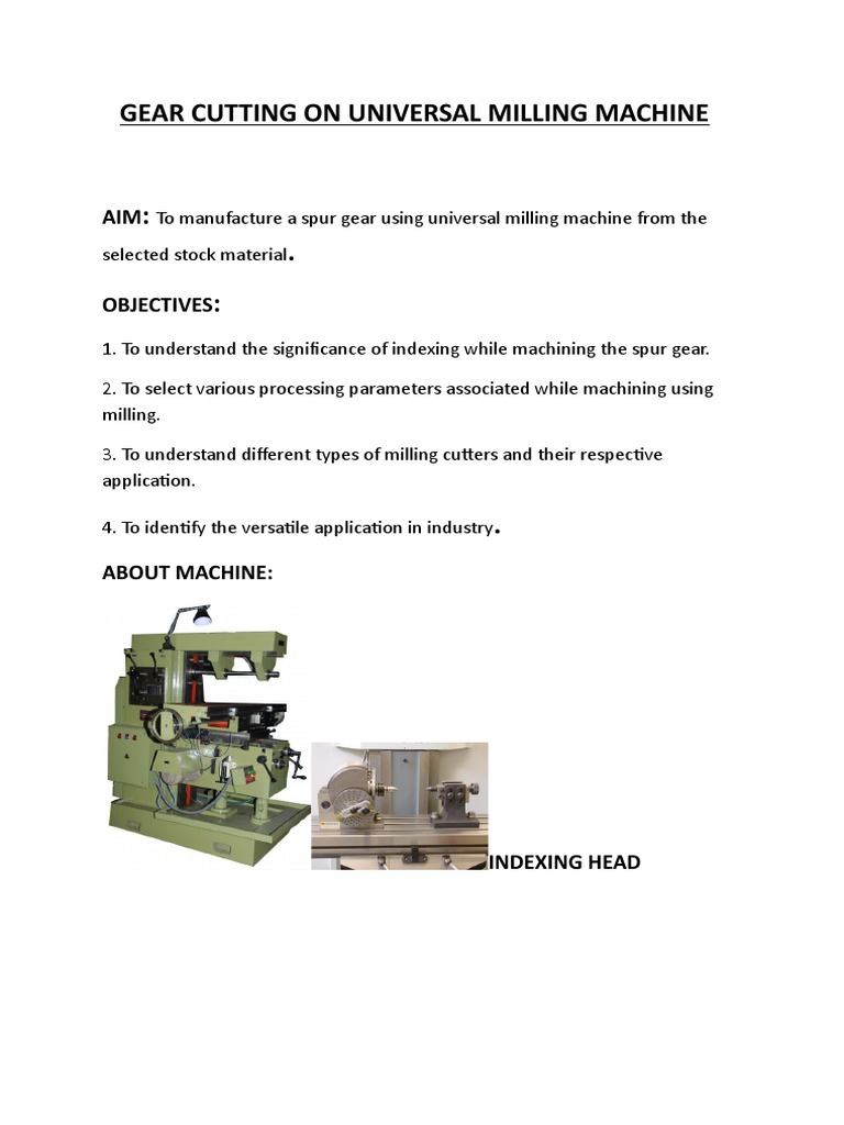 Spur Gear Cutting on Milling Machine | PDF | Gear | Fraction (Mathematics)