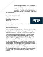 Razones por las que el Centro Democrático puede aspirar a la Segunda Vicepresidencia de Cámara 