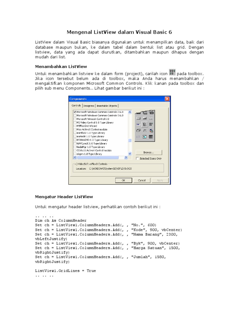 Mengenal ListView Dalam Visual Basic PDF | PDF | Pengelolaan Keuangan ...