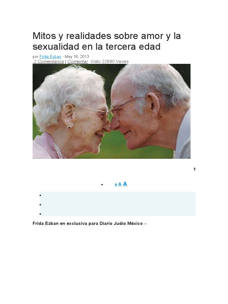 Amor y sexualidad en la tercera edad | PDF | Vejez | La sexualidad humana