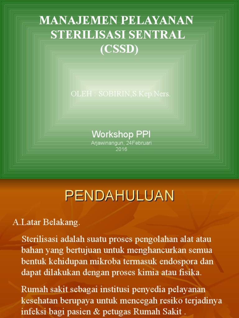 Materi Manajemen CSSD | PDF | Sains & Matematika