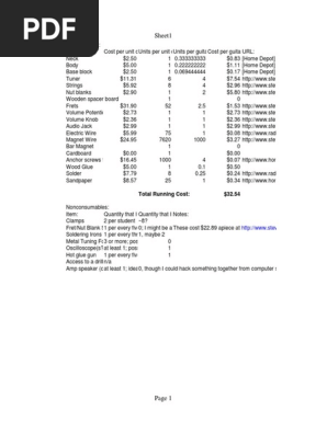 MITHFH Guitar Cost Sheet
