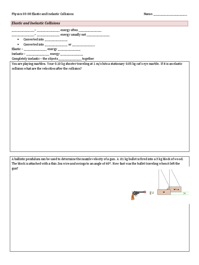 Physics 03-08 Elastic and Inelastic Collisions | PDF | Collision |  Mechanical Engineering