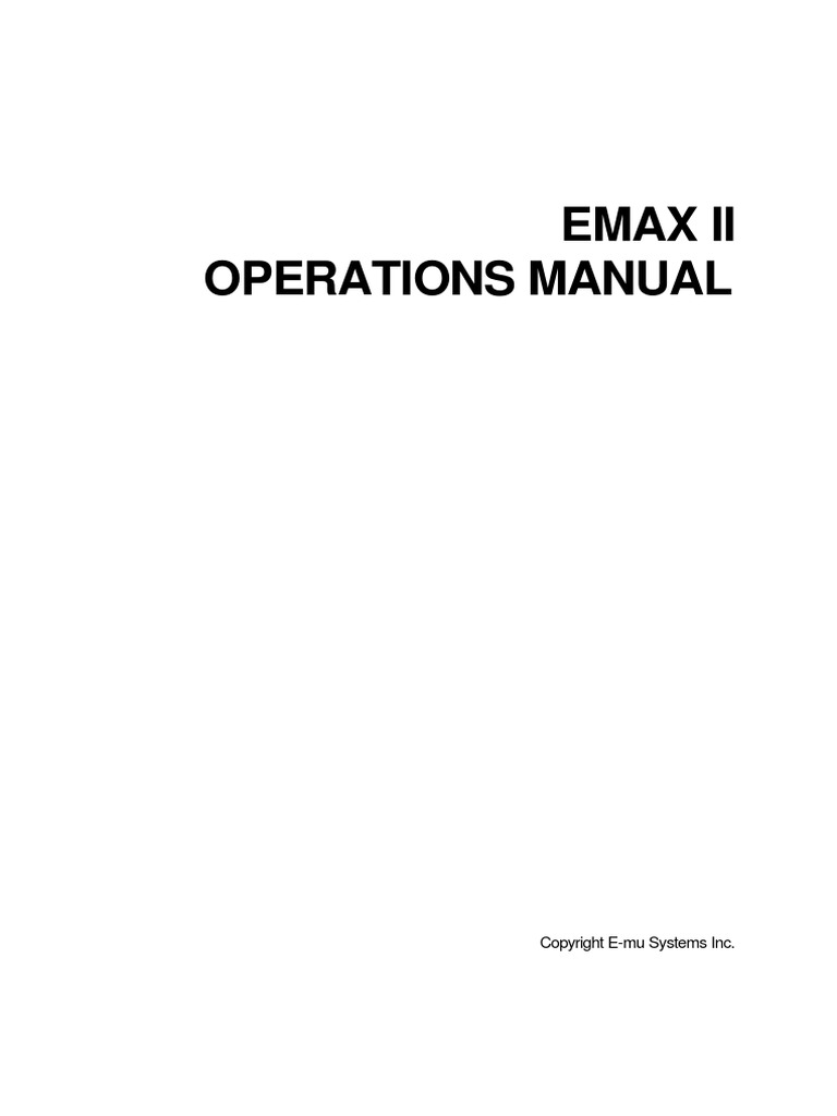 Emax 2 Operations Manual | PDF | Synthesizer | Floppy Disk