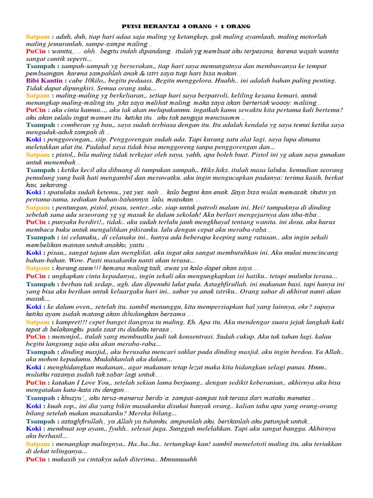 Puisi Berantai 4 Orang