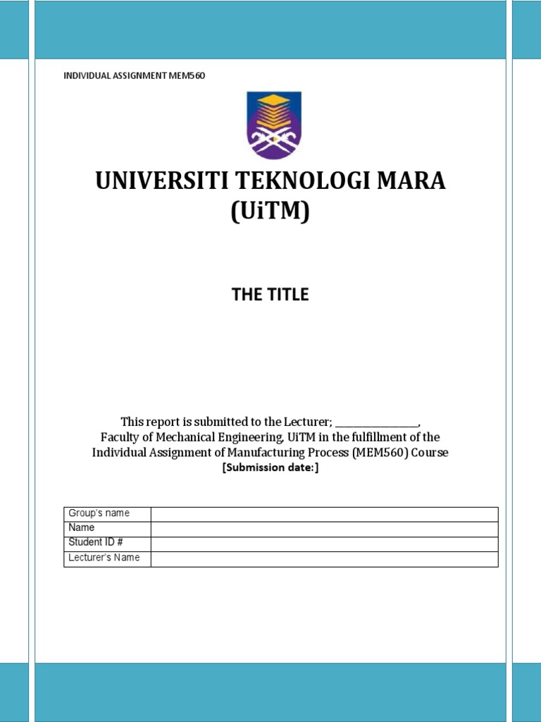 Assignment Report Cover Page | PDF