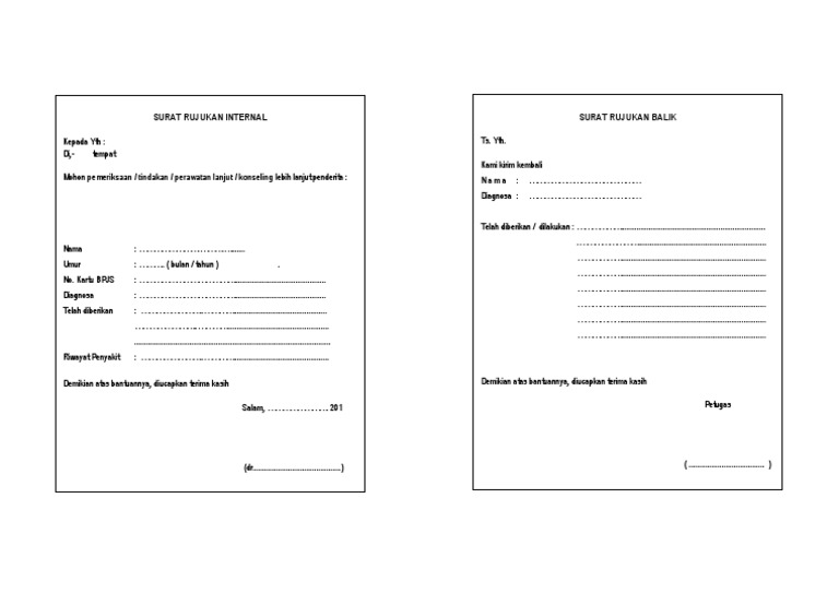 Surat Rujukan Medis Internal dan Balik | PDF