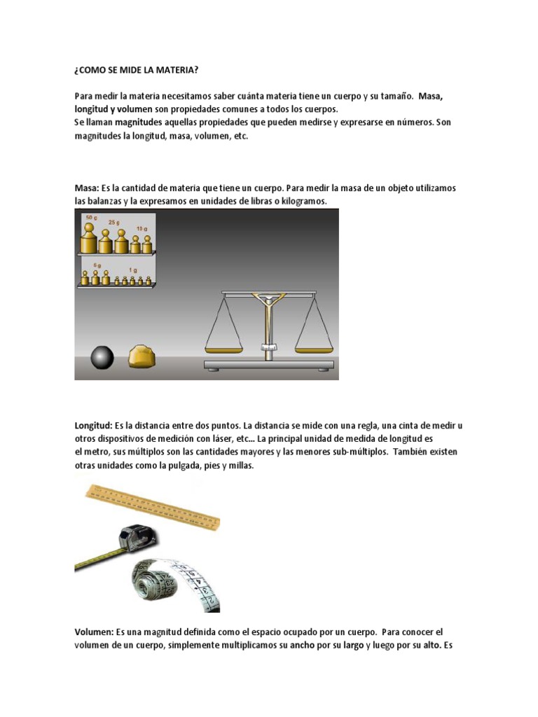 Como Se Mide La Materia Densidad Volumen